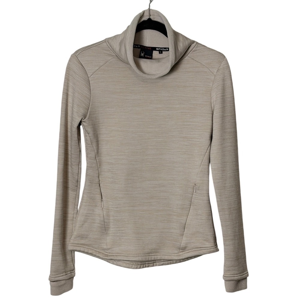 Spyder Active Womens Small SP174 Cowl Neck Fleece Pullover Gray Space Dye - Picture 1 of 12